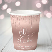 Gobelets En Papier Elégante Parties scintillant Rose Gold 60e fête d'