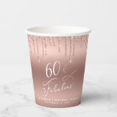 Gobelets En Papier Elégante Parties scintillant Rose Gold 60e fête d' (Recto)