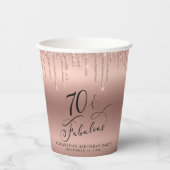 Gobelets En Papier Elégante Parties scintillant Rose Gold 70e fête d' (Recto)
