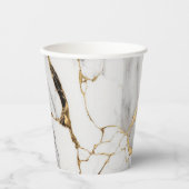 Gobelets En Papier Elégante pierre de marbre abstrait noir et blanc (Recto)