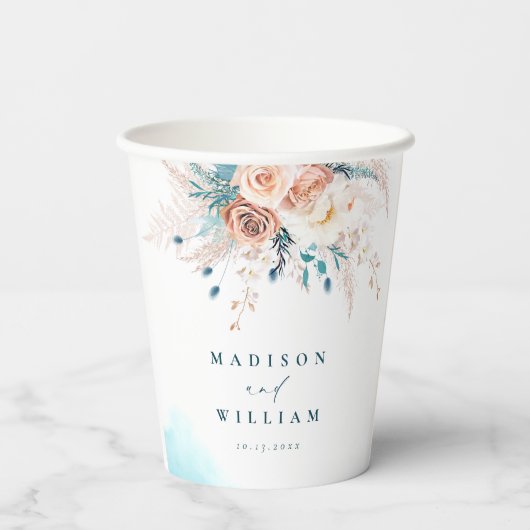 Gobelets En Papier Elégante plage aquarelle (Verso)