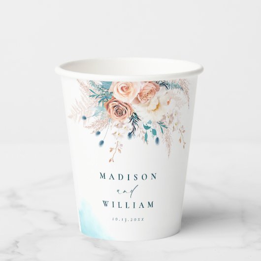 Gobelets En Papier Elégante plage aquarelle (Recto)