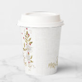 Gobelets En Papier Elégante Poinsettia Rouge Berries Parties scintill (Gauche)