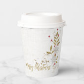 Gobelets En Papier Elégante Poinsettia Rouge Berries Parties scintill (Recto)