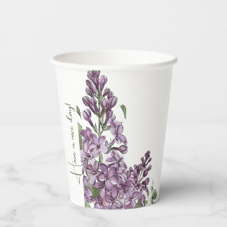 Gobelets En Papier Élégante Tasse en Papier Floral Botanique Lilas Vi