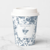 Gobelets En Papier Élégante toile Florale Bleue Française Gravée (Verso)