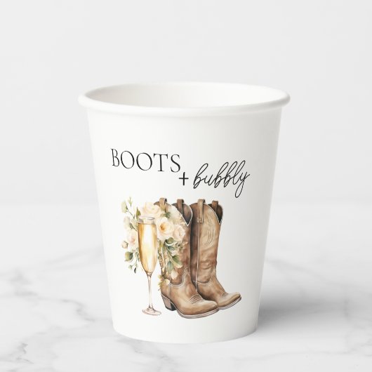 Gobelets En Papier Élégantes Bottes et Mariage Champagne (Recto)
