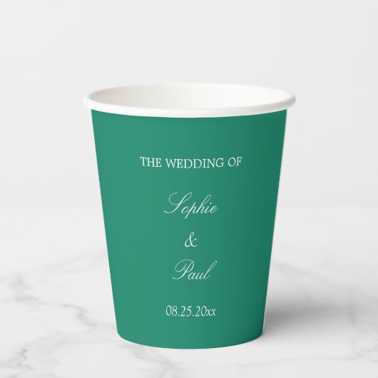 Gobelets En Papier Élégantes Coupes en papier Mariage vert émeraude (Verso)