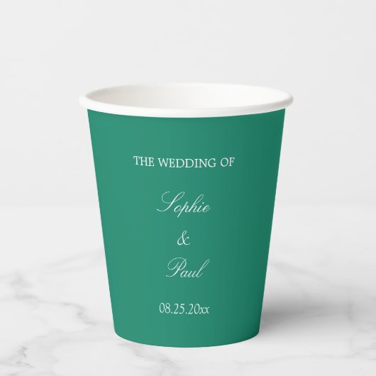 Gobelets En Papier Élégantes Coupes en papier Mariage vert émeraude (Recto)