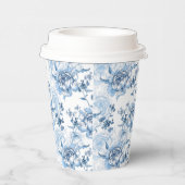 Gobelets En Papier Élégantes pivoines gravées en bleu et blanc (Droite)