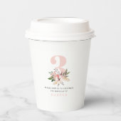 Gobelets En Papier Élégantes tasses de papier d'anniversaire rose flo (Recto)