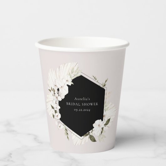 Gobelets En Papier Élégantes tasses de papier floral bohème (Recto)