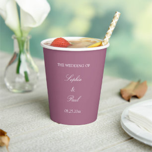 Gobelets En Papier Élégantes tasses de papier Mariage Mauve
