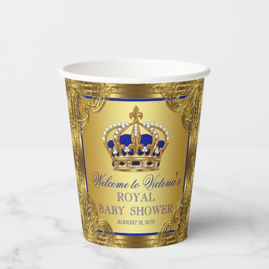 Gobelets En Papier Élégantes tasses en papier Baby shower Prince (Verso)