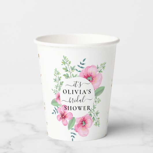 Gobelets En Papier Élégantes Tasses en Papier Fleurs Aquarelle pour M (Verso)