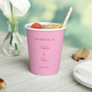 Gobelets En Papier Élégantes tasses en papier Mariage de Magenta Rose