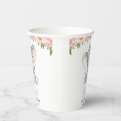 Gobelets En Papier Eléphant, Fleurs Aquarelles Roses, Premier Anniver (Droite)