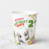 Gobelets En Papier Elephant Jungle Safari fête d'anniversaire (Verso)