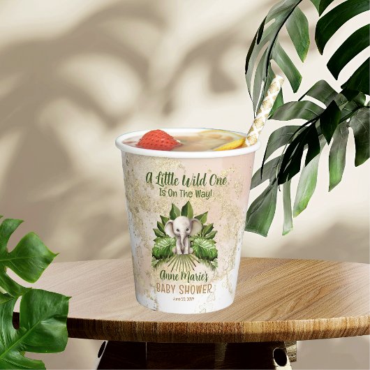 Gobelets En Papier Elephant Little Wild One Est En Chemin Baby shower