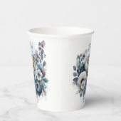 Gobelets En Papier Elephant Oh garçon Baby shower Floral bleu (Droite)