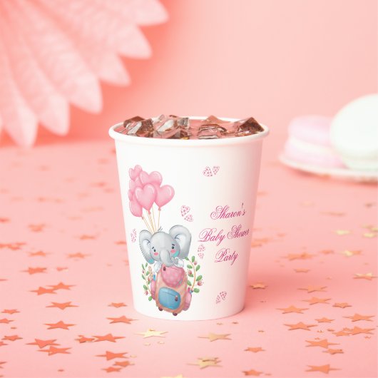 Gobelets En Papier Éléphant Rose Mignon (Insitu)