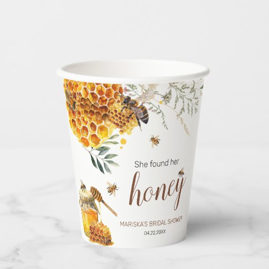 Gobelets En Papier Elle a trouvé sa douche nuptiale Honey (Recto)