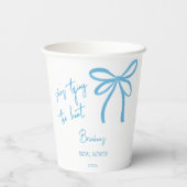 Gobelets En Papier Elle attache le noeud bleu ruban imprimé (Verso)