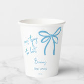 Gobelets En Papier Elle attache le noeud bleu ruban imprimé (Recto)