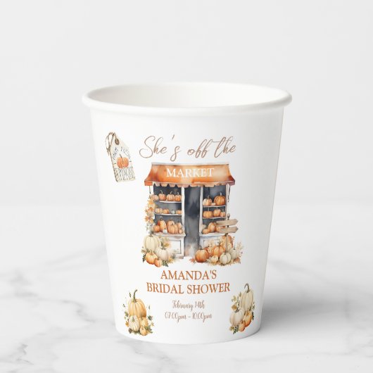 Gobelets En Papier Elle n'est plus au marché Citrouille Fête des mari (Verso)