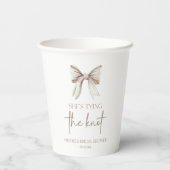 Gobelets En Papier Elle Noue Le Nœud Blanc Bow Réception de Mariage (Verso)