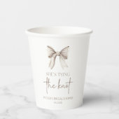 Gobelets En Papier Elle Noue Le Nœud Blanc Bow Réception de Mariage (Recto)