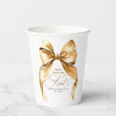 Gobelets En Papier Elle Noue Le Nœud Doré Bow Shower Nuptial (Verso)