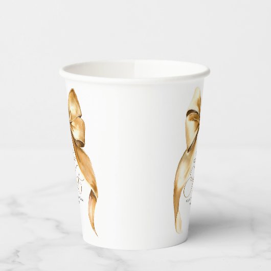 Gobelets En Papier Elle Noue Le Nœud Doré Bow Shower Nuptial (Gauche)