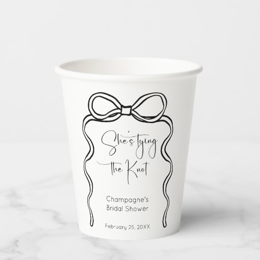 Gobelets En Papier Elle noue le noeud Fête des mariées de script mode (Recto)