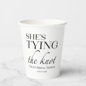 Gobelets En Papier Elle noue le noeud | Fête des mariées noire et bla (Recto)