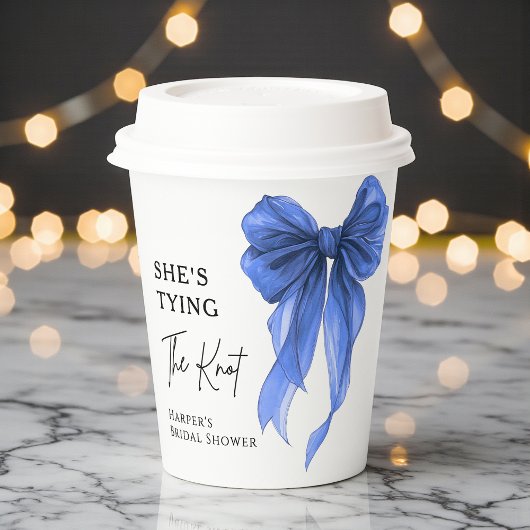 Gobelets En Papier Elle Noue les Nœuds Bleu Bow Fête de Mariée