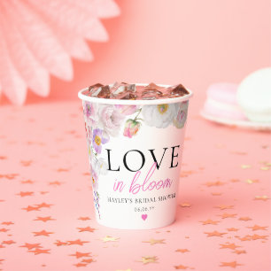 Gobelets En Papier Eloise Rose Floral Amour en Fleur