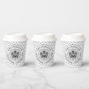Gobelets En Papier Emblème de couronnement du roi Charles III
