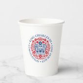 Gobelets En Papier Emblème de couronnement du roi Charles III, Parti (Recto)