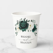Gobelets En Papier Emerald Green Eucalyptus Blanc Floral Mariage (Recto)