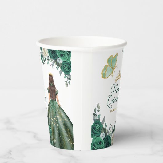 Gobelets En Papier Emerald Green Robe Quinceañera Couronne Anniversai (Droite)