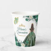 Gobelets En Papier Emerald Green Robe Quinceañera Couronne Anniversai (Recto)