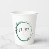Gobelets En Papier Emerald Green Simple Wreath Mariage (Recto)