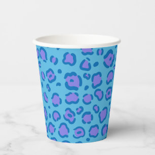 Gobelets En Papier Empreinte de léopard bleu