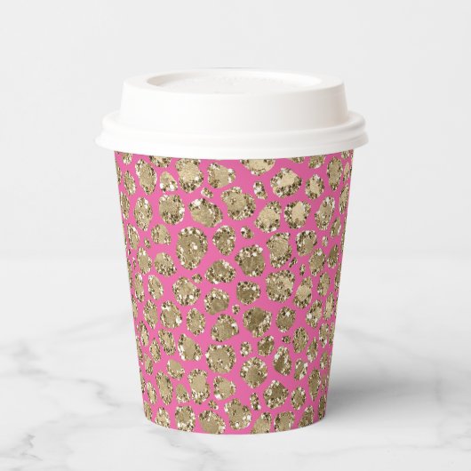 Gobelets En Papier Empreinte de léopard Gold Pink Glitz (Gauche)