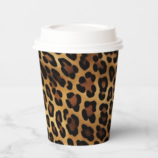 Gobelets En Papier Empreinte de léopard noir Brown or (Gauche)