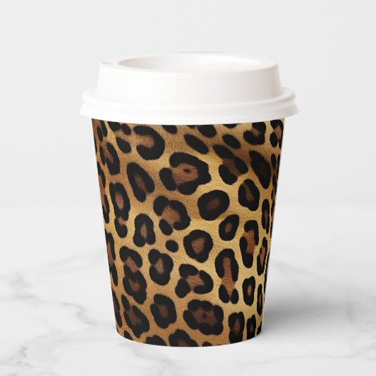 Gobelets En Papier Empreinte de léopard noir Brown or (Verso)