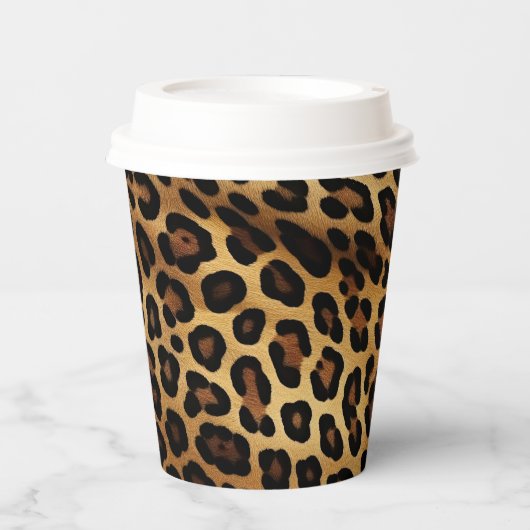 Gobelets En Papier Empreinte de léopard noir Brown or (Recto)