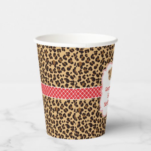 Gobelets En Papier Empreinte de léopard Red Quatrefoil fête d'anniver (Droite)