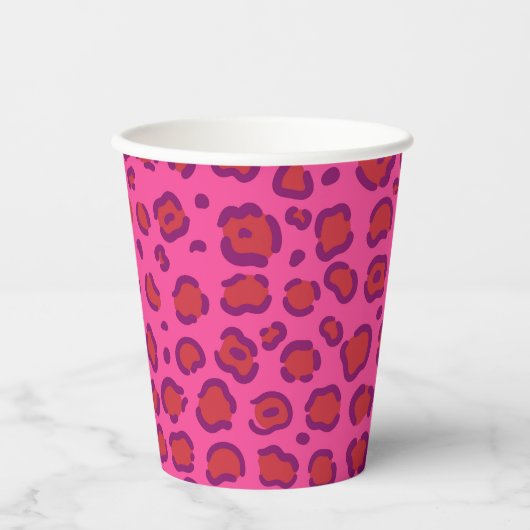 Gobelets En Papier Empreinte de léopard rose (Recto)